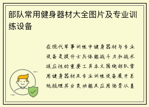 部队常用健身器材大全图片及专业训练设备